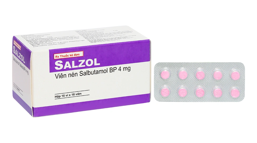 Salzol 4mg trị các chứng hen suyễn, khó thở liên tục (10 vỉ x 10 viên) - 