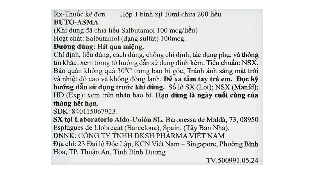 Dung dịch khí dung Buto-asma 100mcg trị triệu chứng hen phế quản bình 200 liều - 4