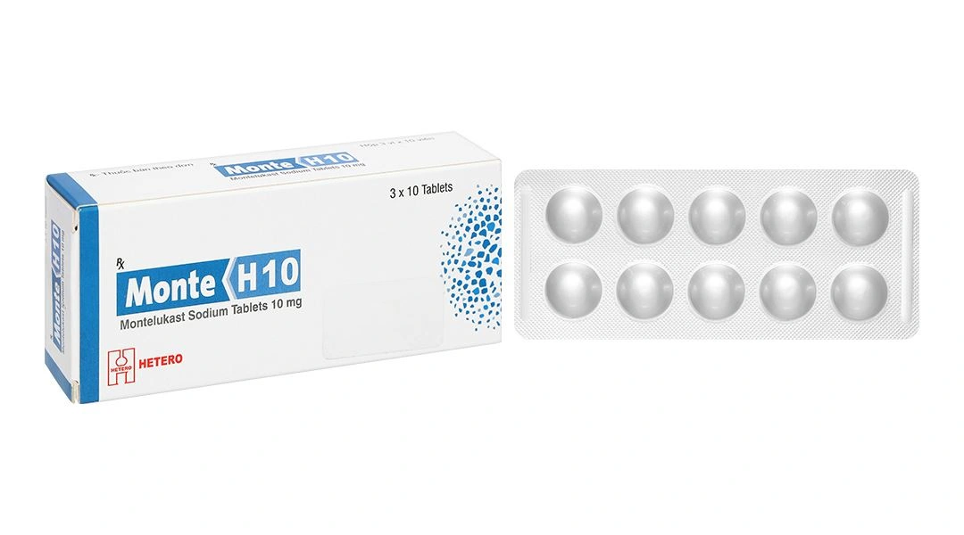 Monte-H10 điều trị và dự phòng hen phế quản, giảm triệu chứng viêm mũi (3 vỉ x 10 viên) - 