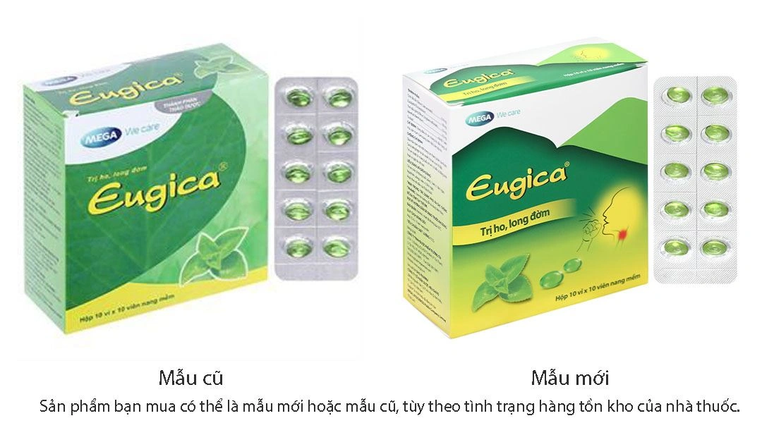 Eugica trị ho, đau họng, sổ mũi, cảm cúm, long đàm (10 vỉ x 10 viên) - 
