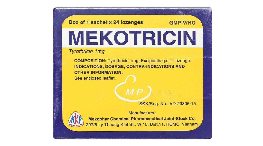 Viên ngậm Mekotricin 1mg trị nhiễm khuẩn niêm mạc vùng miệng, họng gói 24 viên - 1