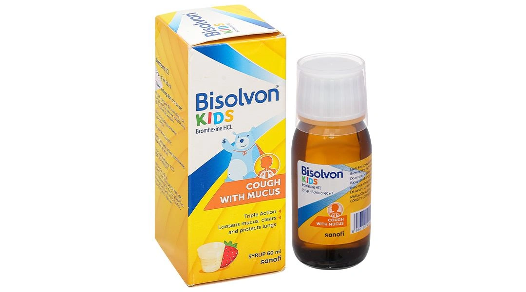Siro Bisolvon Kids 4mg/5ml làm loãng đờm trong các bệnh phế quản chai 60ml - 