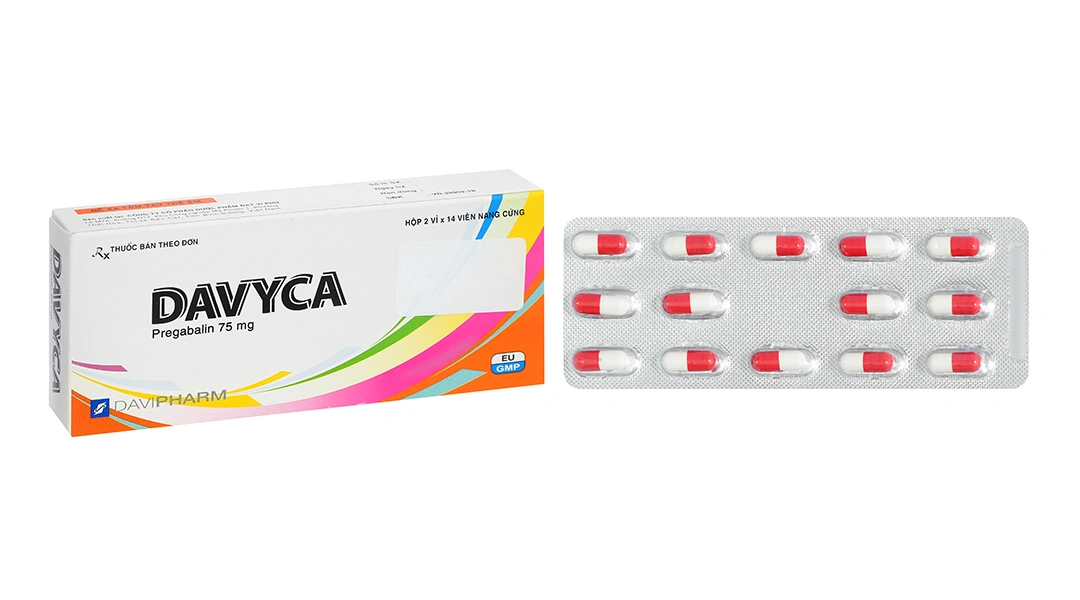 Davyca 75mg trị động kinh, đau dây thần kinh (2 vỉ x 14 viên) - 