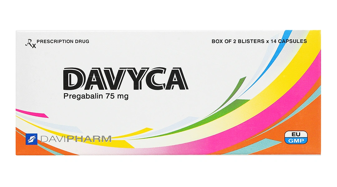 Davyca 75mg trị động kinh, đau dây thần kinh (2 vỉ x 14 viên) - 1