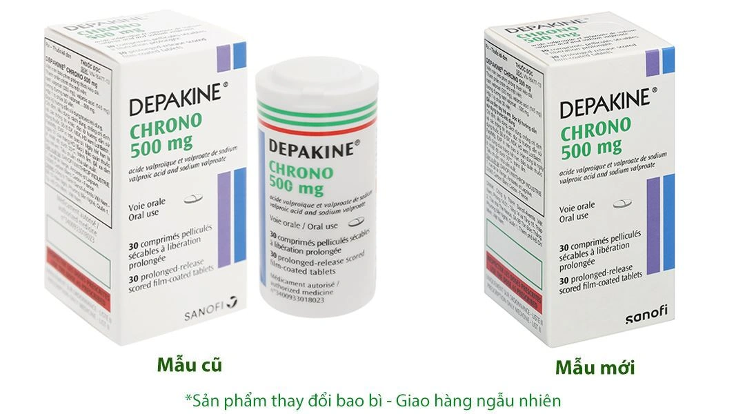Depakine Chrono 500mg trị các thể động kinh, dự phòng hưng cảm lọ 30 viên - 