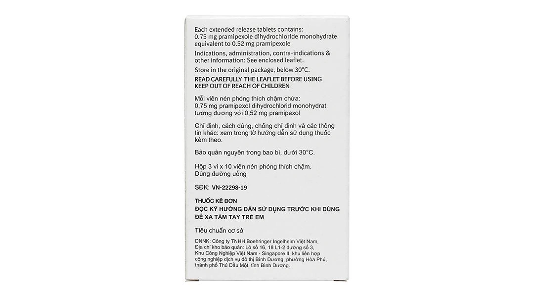 Sifrol 0.75mg trị bệnh Parkinson vô căn (3 vỉ x 10 viên) - 1