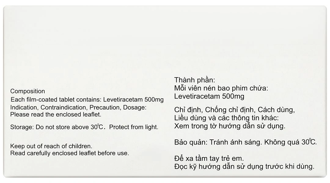 Leracet 500mg điều trị động kinh (6 vỉ x 10 viên) - 2