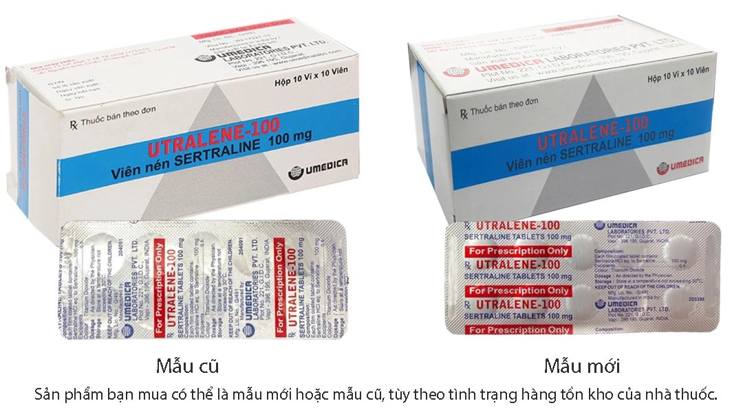 Utralene-100 trị chứng trầm cảm, rối loạn ám ảnh cưỡng bức (10 vỉ x 10 viên) - 