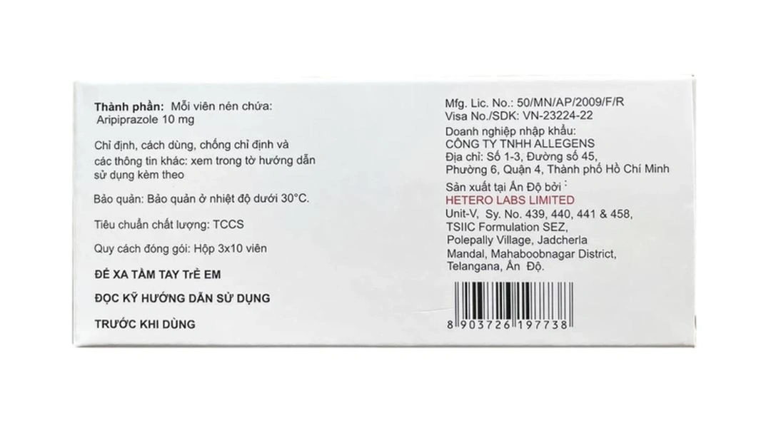 Aritero 10 trị rối loạn tâm thần (3 vỉ x 10 viên) - 2
