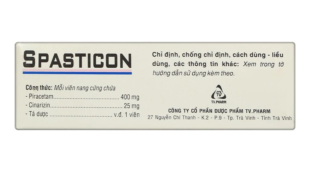 Spasticon điều trị bệnh não do chấn thương, đau nửa đầu (6 vỉ x 10 viên) - 2