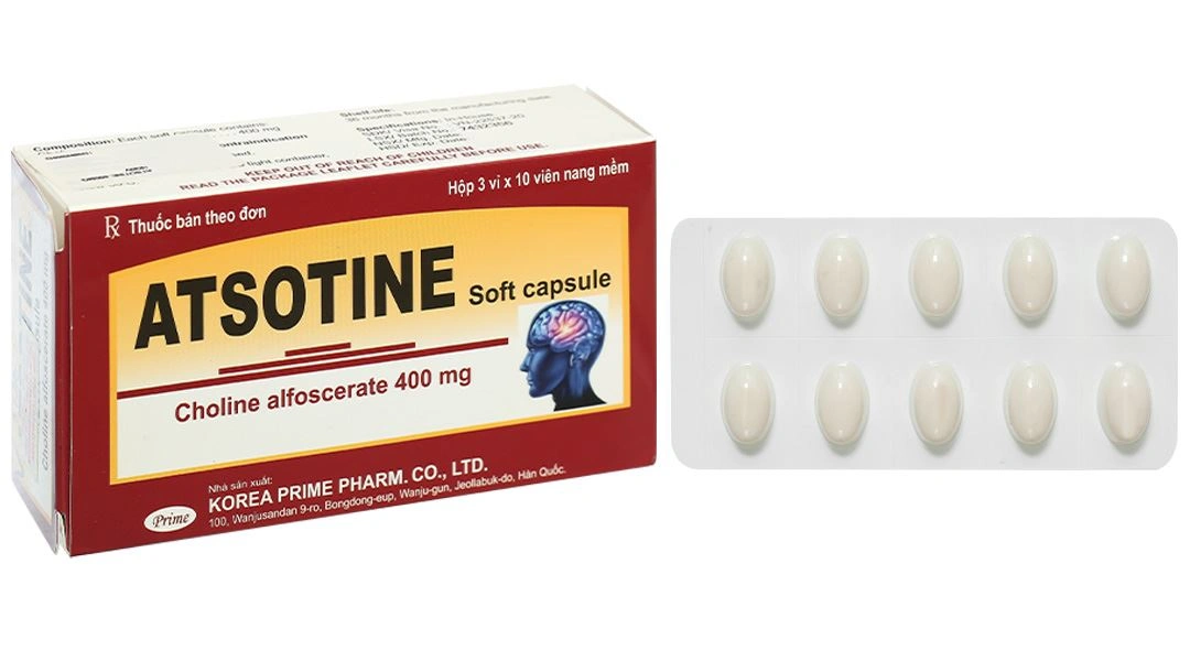 Atsotine 400mg điều trị hội chứng thoái hóa thần kinh não (3 vỉ x 10 viên) - 