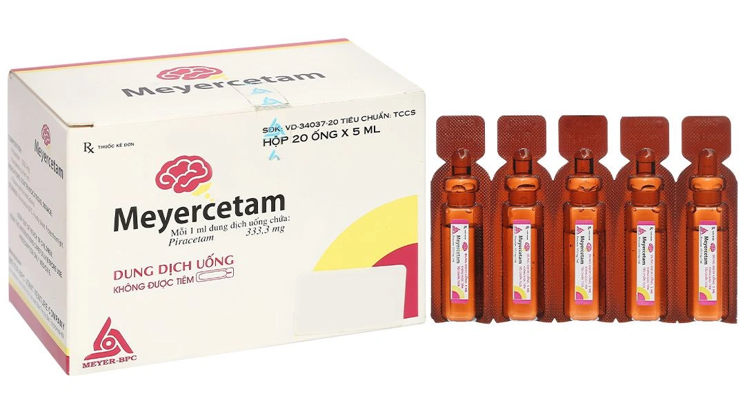 Dung dịch uống Meyercetam 333,3mg/ml điều trị giật rung cơ (20 ống x 5 ml) - 