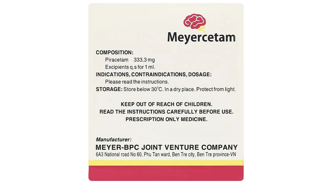 Dung dịch uống Meyercetam 333,3mg/ml điều trị giật rung cơ (20 ống x 5 ml) - 2