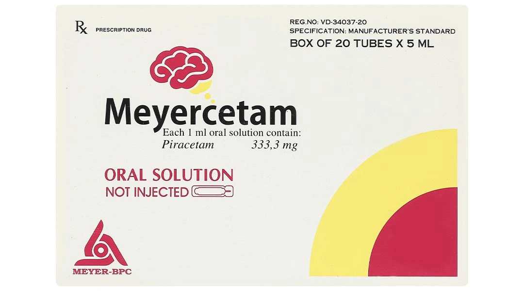 Dung dịch uống Meyercetam 333,3mg/ml điều trị giật rung cơ (20 ống x 5 ml) - 1