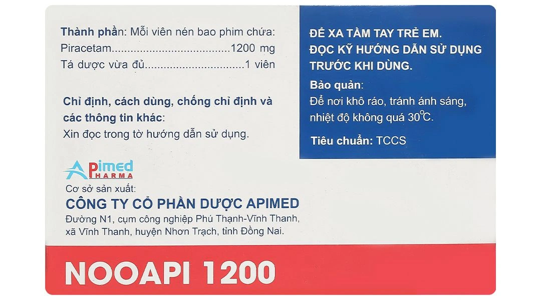 Nooapi 1200 điều trị hội chứng tâm thần thực thể, rung cơ, chóng mặt (10 vỉ x 10 viên) - 3