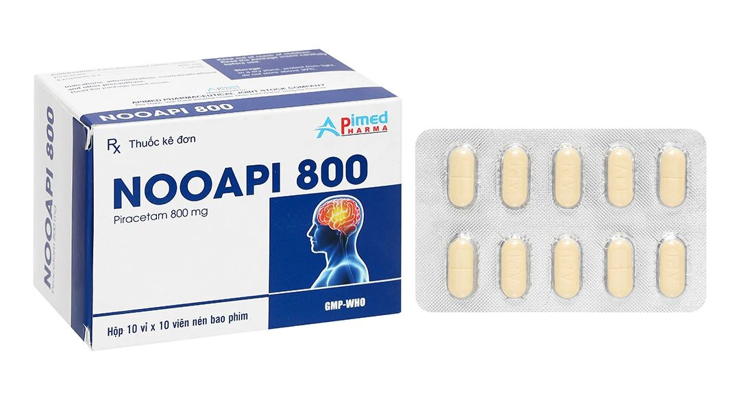 Nooapi 800mg điều trị hội chứng tâm thần thực thể, rung cơ, chóng mặt (10 vỉ x 10 viên) - 