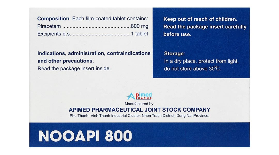 Nooapi 800mg điều trị hội chứng tâm thần thực thể, rung cơ, chóng mặt (10 vỉ x 10 viên) - 2