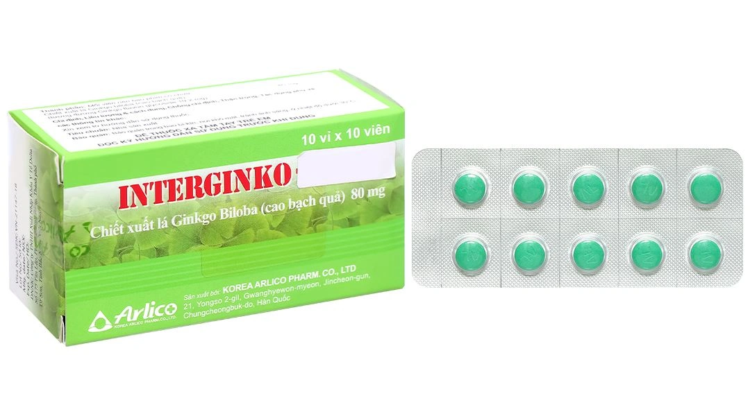 Interginko Tablet 80mg trị suy tuần hoàn não, suy giảm trí nhớ (10 vỉ x 10 viên) - 