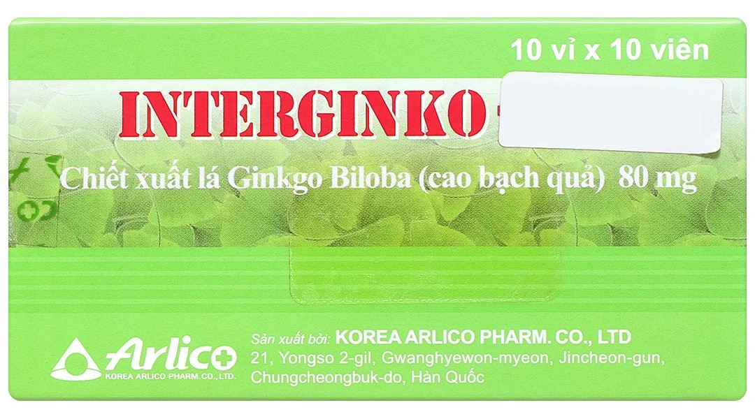 Interginko Tablet 80mg trị suy tuần hoàn não, suy giảm trí nhớ (10 vỉ x 10 viên) - 1