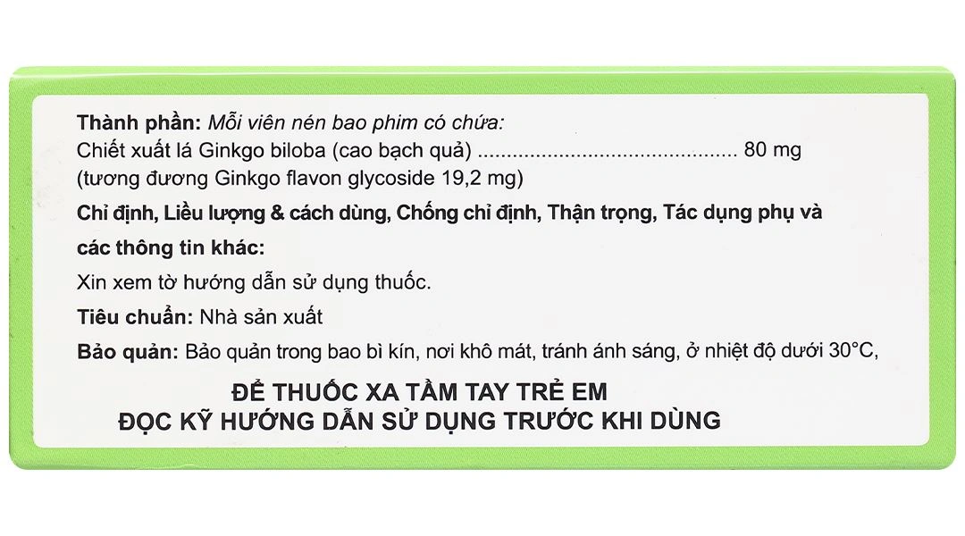 Interginko Tablet 80mg trị suy tuần hoàn não, suy giảm trí nhớ (10 vỉ x 10 viên) - 3