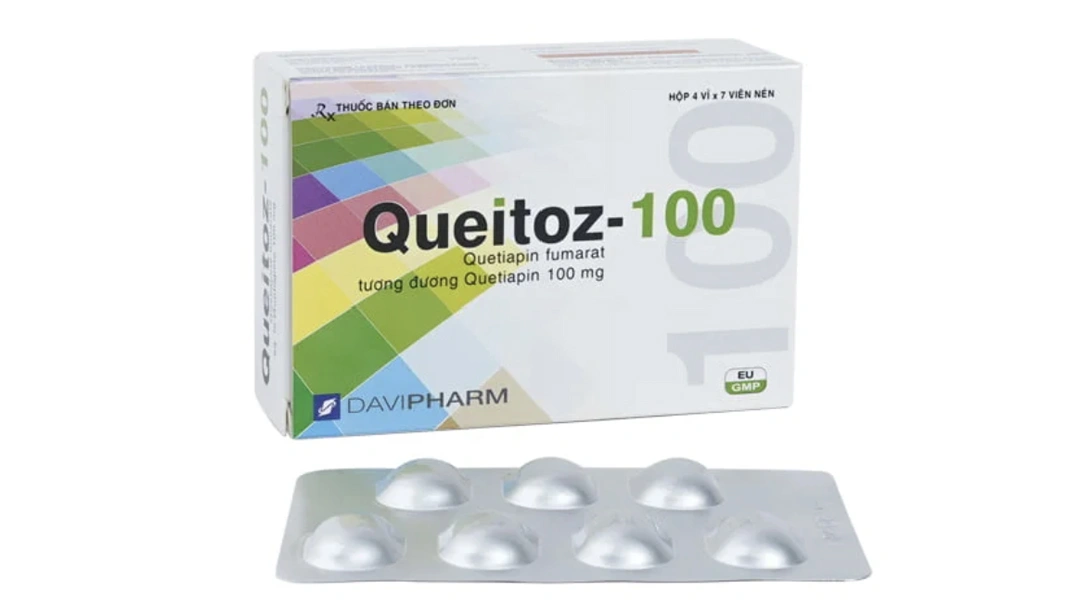 Queitoz 100mg điều trị tâm thần phân liệt, rối loạn lưỡng cực (4 vỉ x 7 viên) - 