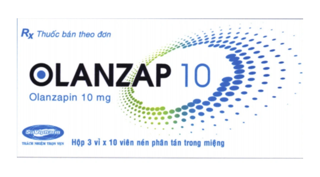 Olanzap 10mg điều trị bệnh tâm thần phân liệt, các cơn hưng cảm (3 vỉ x 10 viên) - 