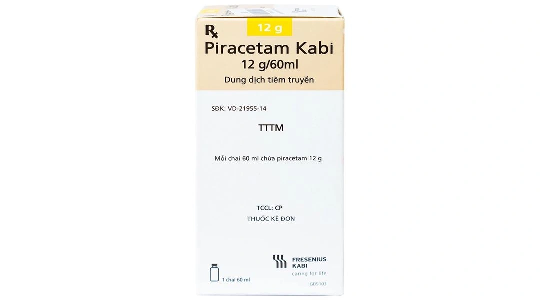 Dung dịch tiêm truyền Piracetam Kabi 12g/60ml điều trị triệu chứng chóng mặt chai 60ml - 1