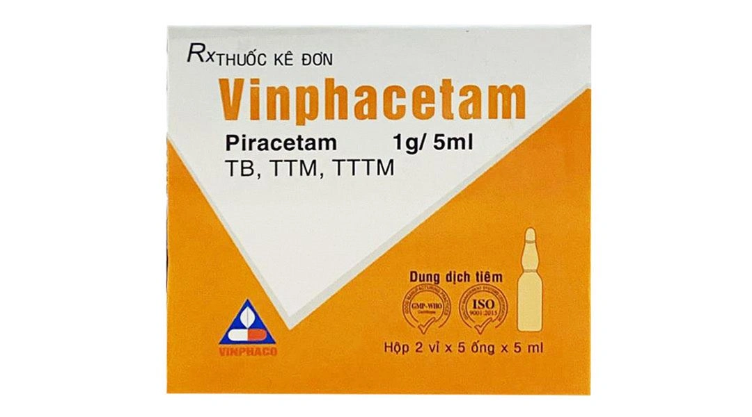 Dung dịch tiêm Vinphacetam 1g/5ml điều trị rung giật cơ vỏ não (2 vỉ x 5 ống x 5 ml) - 