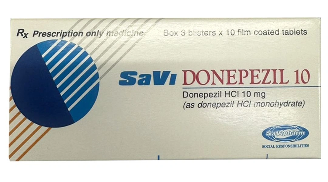 SaVi Donepezil 10 điều trị triệu chứng sa sút trí tuệ (3 vỉ x 10 viên) - 