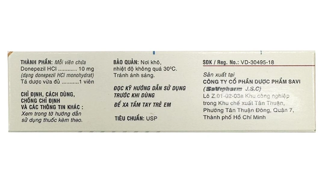 SaVi Donepezil 10 điều trị triệu chứng sa sút trí tuệ (3 vỉ x 10 viên) - 1