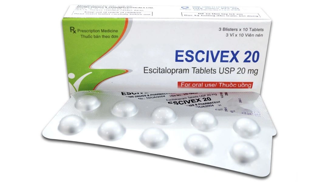 Escivex 20mg điều trị các giai đoạn trầm cảm nặng (3 vỉ x 10 viên) - 