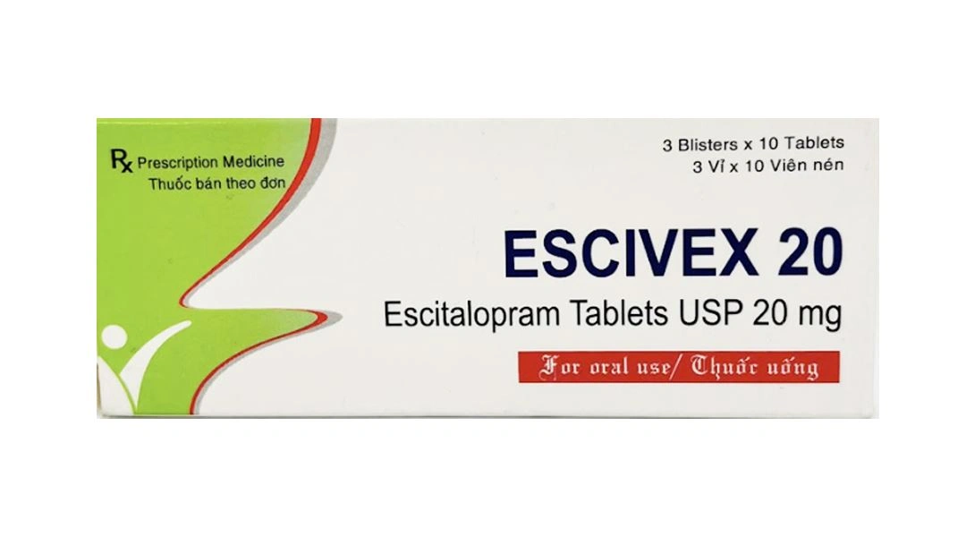 Escivex 20mg điều trị các giai đoạn trầm cảm nặng (3 vỉ x 10 viên) - 1