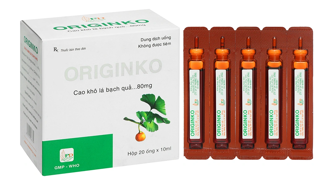Dung dịch uống Originko điều trị suy giảm trí nhớ, suy tuần hoàn não (20 ống x 10ml) - 