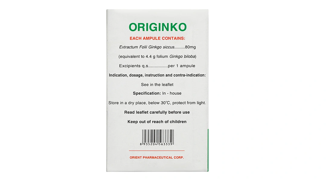 Dung dịch uống Originko điều trị suy giảm trí nhớ, suy tuần hoàn não (20 ống x 10ml) - 3