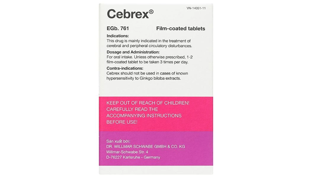 Cebrex 40mg điều trị rối loạn tuần hoàn não, tuần hoàn ngoại biên (6 vỉ x 20 viên) - 1