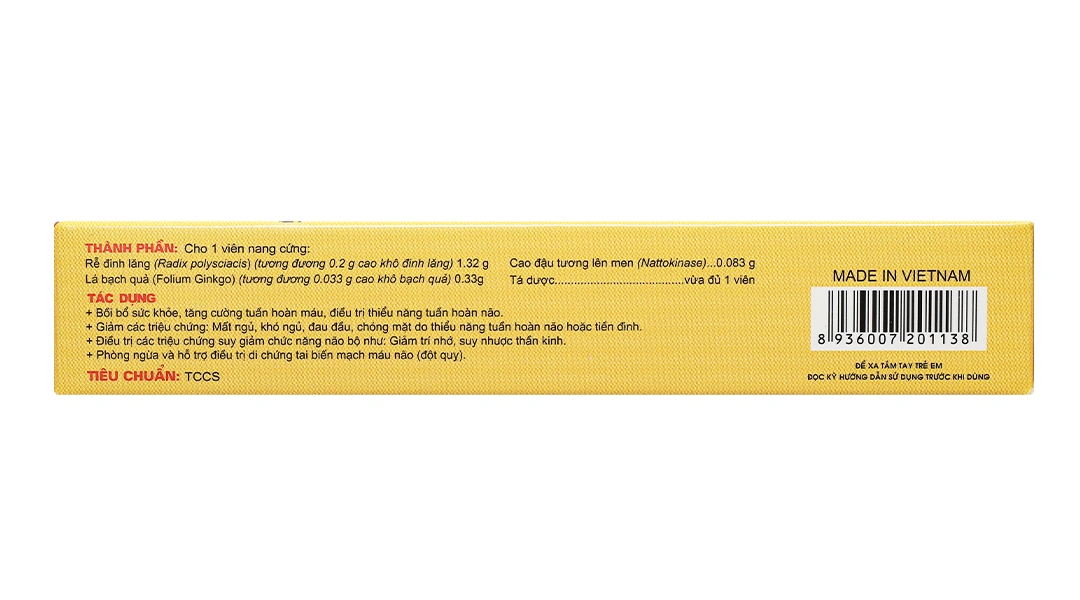 Tuần Hoàn Não Thái Dương hỗ trợ điều trị thiểu năng tuần hoàn não (2 vỉ x 6 viên) - 3