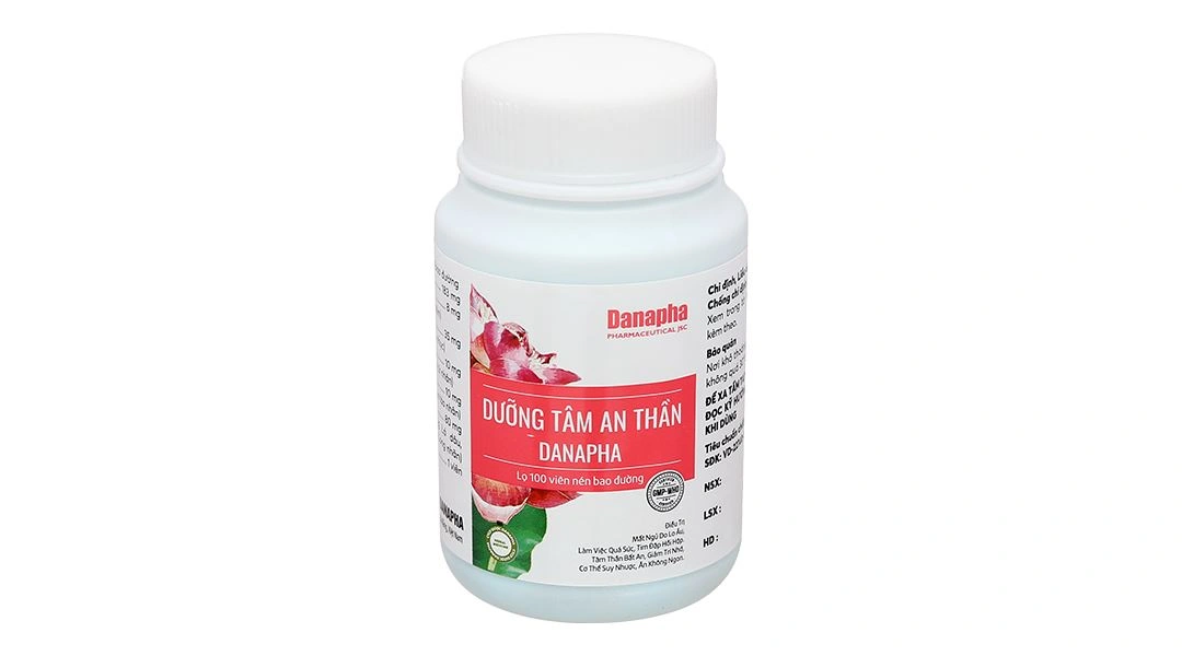 Dưỡng Tâm An Thần Danapha điều trị mất ngủ do lo âu, làm việc quá sức lọ 100 viên - 
