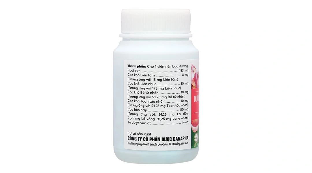 Dưỡng Tâm An Thần Danapha điều trị mất ngủ do lo âu, làm việc quá sức lọ 100 viên - 1