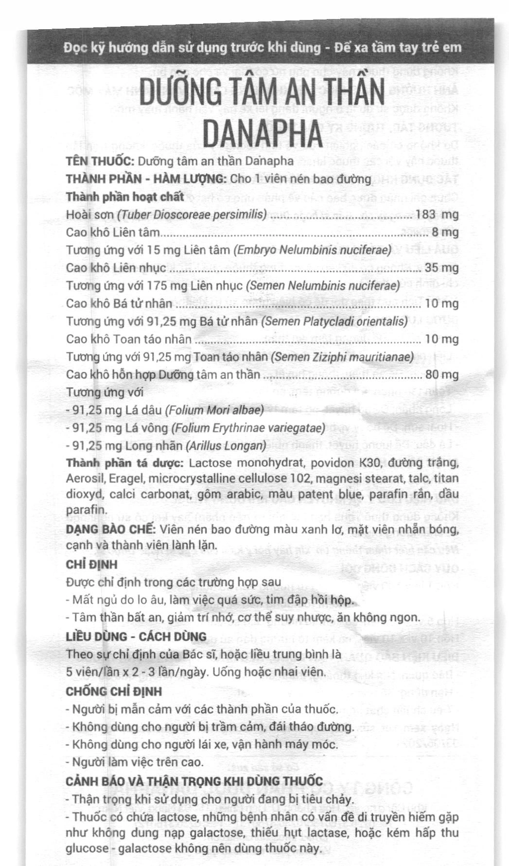 Dưỡng Tâm An Thần Danapha điều trị mất ngủ do lo âu, làm việc quá sức lọ 100 viên - 5