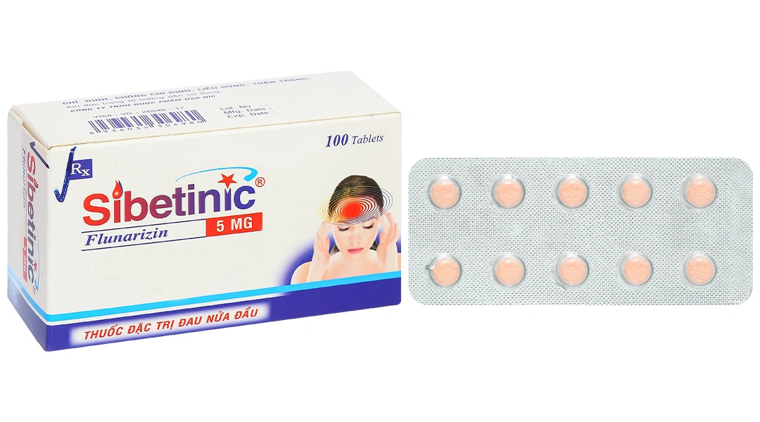 Sibetinic 5mg trị đau nửa đầu (10 vỉ x 10 viên) - 
