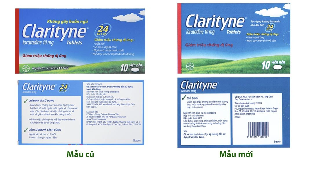 Clarityne 10mg giảm các triệu chứng viêm mũi dị ứng, mề đay (1 vỉ x 10 viên) - 