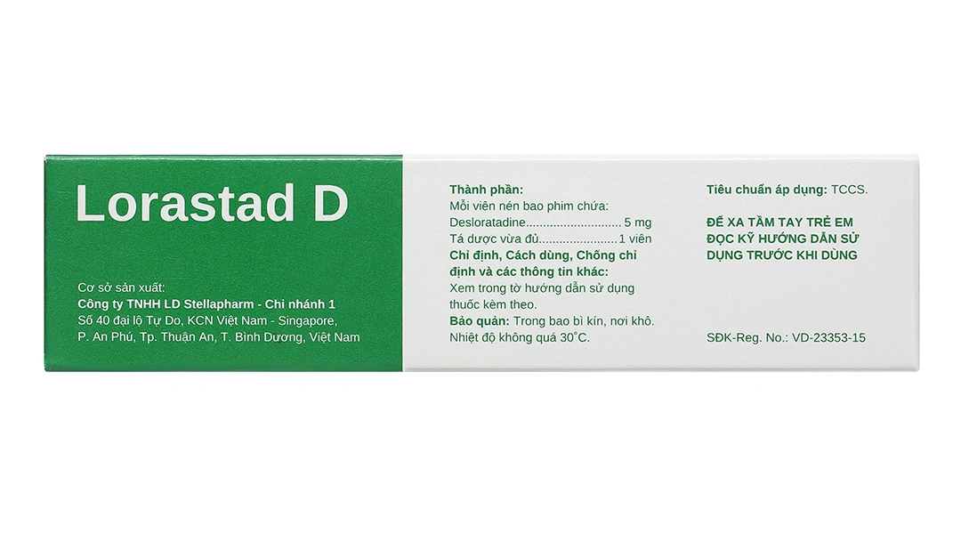 Lorastad D 5mg giảm triệu chứng viêm mũi dị ứng, mày đay (3 vỉ x 10 viên) - 2
