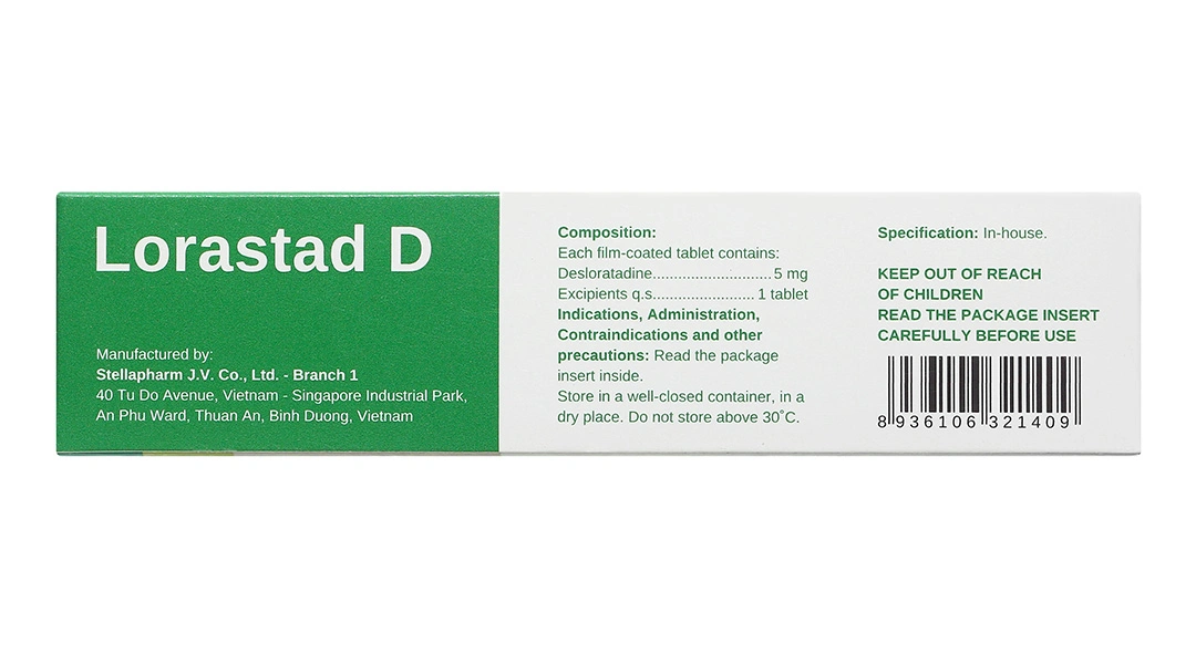 Lorastad D 5mg giảm triệu chứng viêm mũi dị ứng, mày đay (3 vỉ x 10 viên) - 3