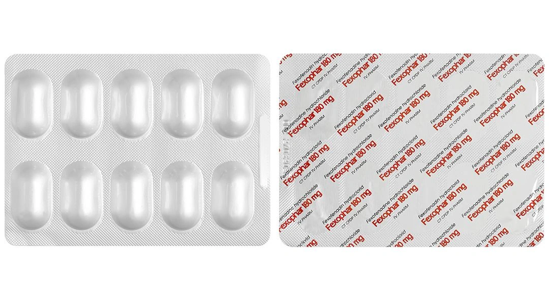 Fexophar 180mg trị viêm mũi dị ứng, mày đay, ngứa (10 vỉ x 10 viên) - 4