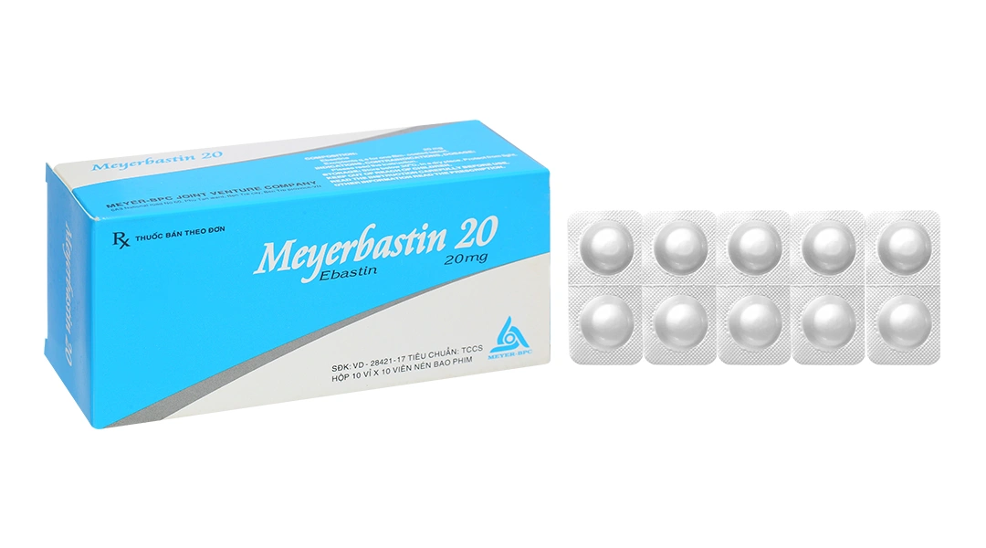 Meyerbastin 20 trị viêm mũi dị ứng, nổi mày đay (10 vỉ x 10 viên) - 