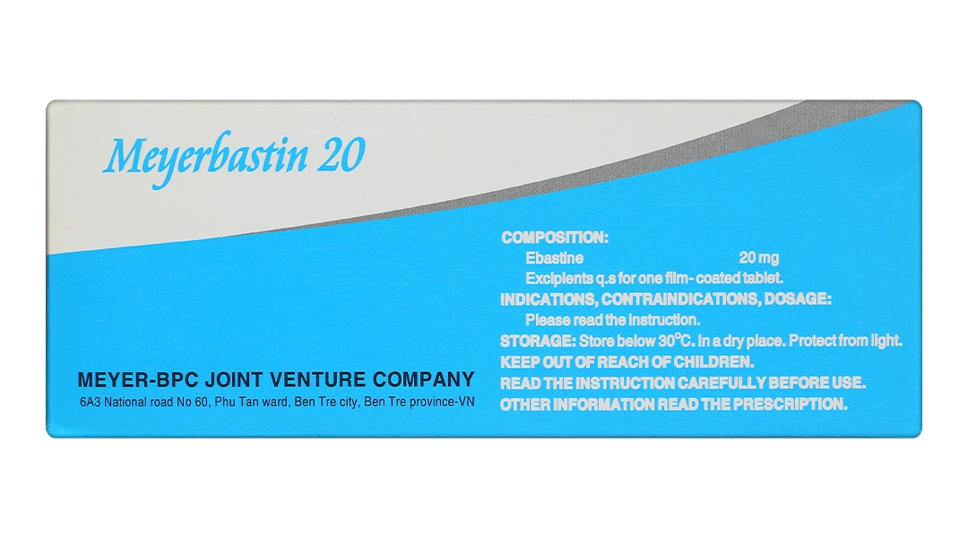 Meyerbastin 20 trị viêm mũi dị ứng, nổi mày đay (10 vỉ x 10 viên) - 2