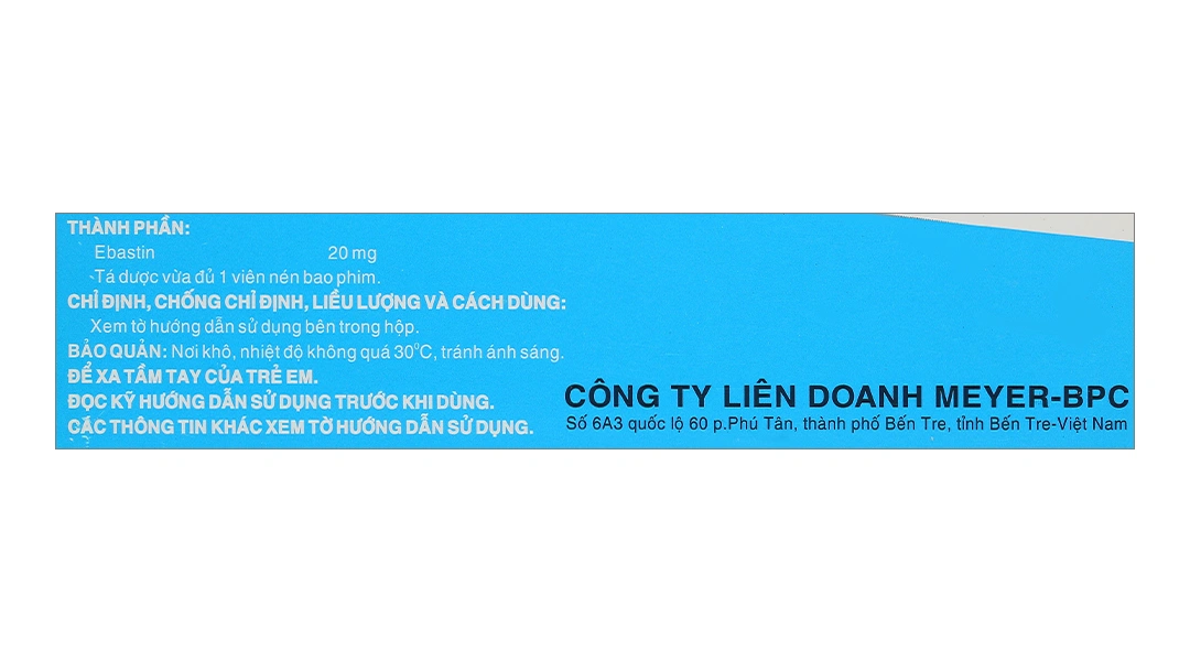Meyerbastin 20 trị viêm mũi dị ứng, nổi mày đay (10 vỉ x 10 viên) - 5