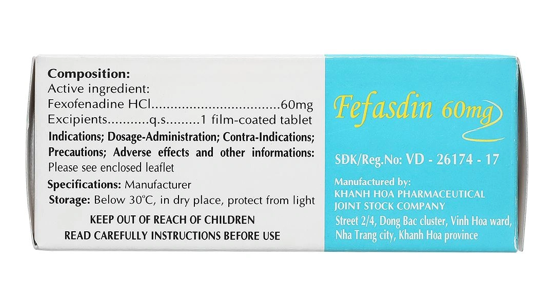 Fefasdin 60 điều trị viêm mũi dị ứng, mày đay (10 vỉ x 10 viên) - 3