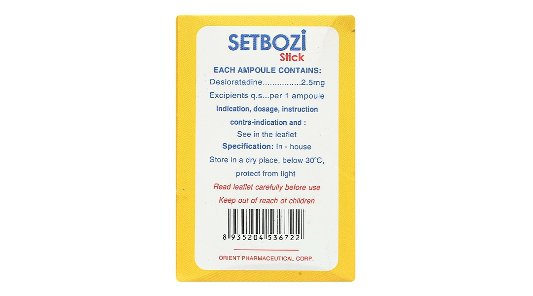 Dung dịch uống Setbozi Stick 2.5mg/5ml giảm viêm mũi dị ứng (20 ống x 5ml) - 3