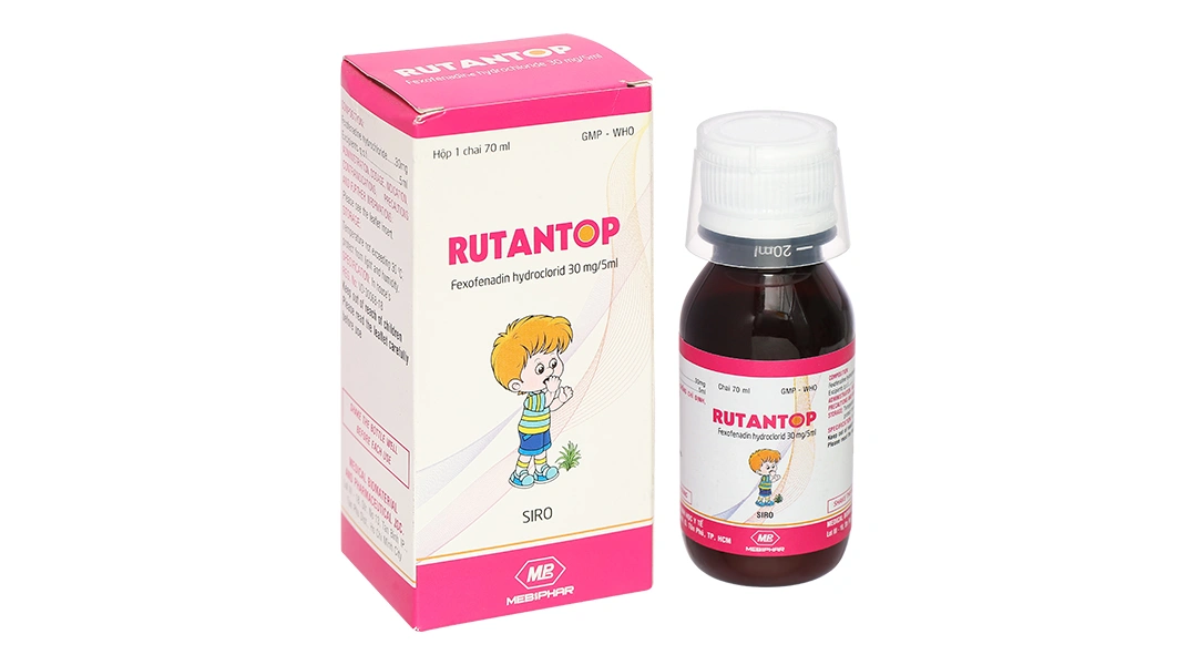 Siro Rutantop 30mg/5ml trị mày đay, viêm mũi dị ứng chai 70ml - 